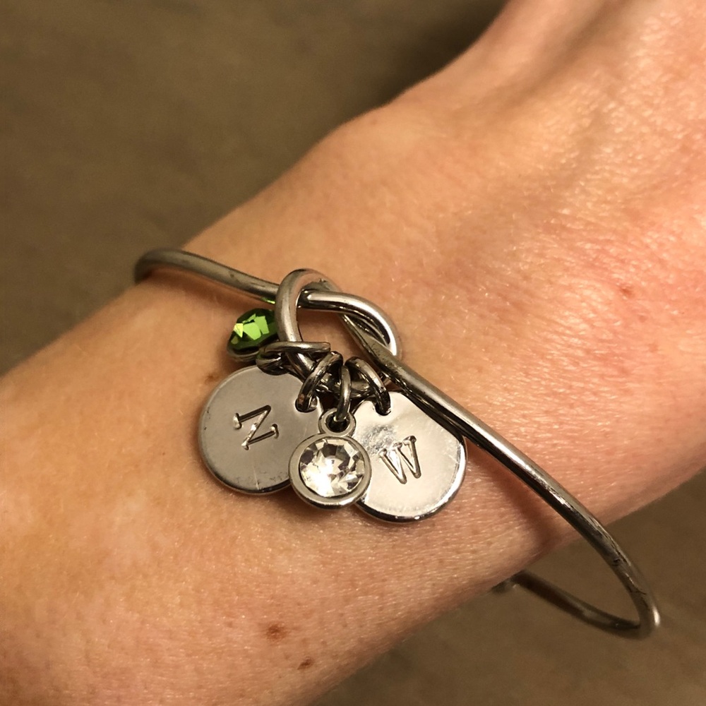 Silver Charm Bracelet with Initials N and W - Picture 3 of 8